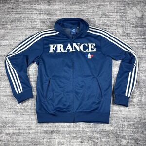 Adidas X France Blue Trefoil Full Zip Performance Track Jacket Size Large